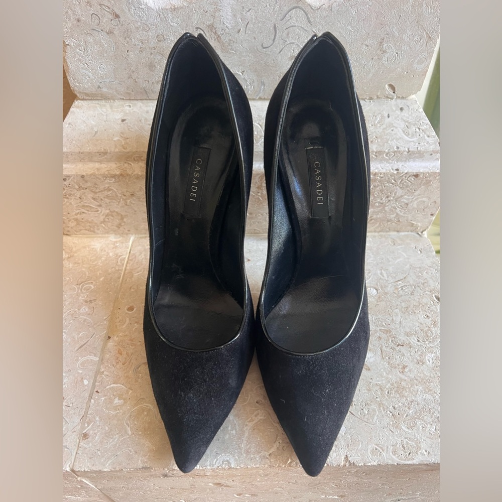 Casadei Black Suede Heels – Timeless Elegance - Picture 1 of 3